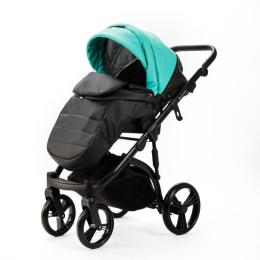 Коляска 2 в 1 Adamex LANTI Deluxe SD-105 (бирюзовая кожа, темно-бежевая кожа)