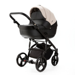 Коляска 2 в 1 Adamex LANTI Deluxe SD-110 (св.бежевая кожа, черная кожа)