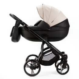 Коляска 2 в 1 Adamex LANTI Deluxe SD-110 (св.бежевая кожа, черная кожа)