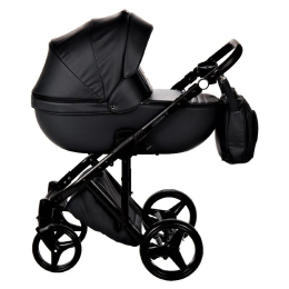 Коляска 3 в 1 Adamex Luciano Deluxe, 61S черная 100% эко-кожа