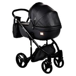Коляска 3 в 1 Adamex Luciano Deluxe, 61S черная 100% эко-кожа
