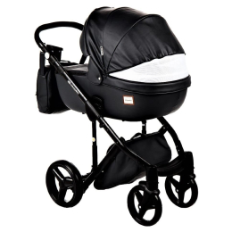 Коляска 3 в 1 Adamex Luciano Deluxe, 61S черная 100% эко-кожа