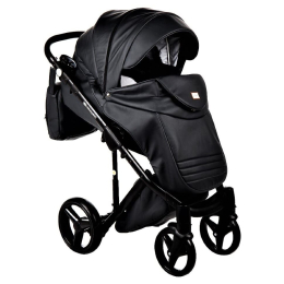 Коляска 3 в 1 Adamex Luciano Deluxe, 61S черная 100% эко-кожа