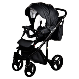 Коляска 3 в 1 Adamex Luciano Deluxe, 61S черная 100% эко-кожа