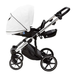 Коляска 3 в 1 Adamex Lumi SE Deluxe L-SA501 белая кожа+хром рама