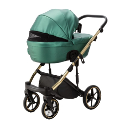 Коляска 2 в 1 Adamex Lumi SE Deluxe L-SM500 изумрудная перламутровая кожа+золотая рама