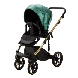Коляска 2 в 1 Adamex Lumi SE Deluxe L-SM500 изумрудная перламутровая кожа+золотая рама
