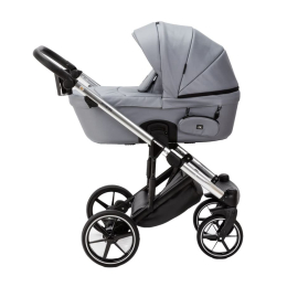 Коляска 2 в 1 Adamex Lumi SE Deluxe L-SM507 серая перламутровая кожа+хром рама