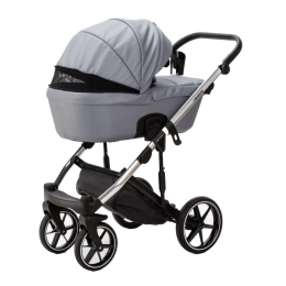 Коляска 2 в 1 Adamex Lumi SE Deluxe L-SM507 серая перламутровая кожа+хром рама