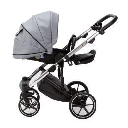 Коляска 2 в 1 Adamex Lumi SE Deluxe L-SM507 серая перламутровая кожа+хром рама