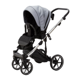 Коляска 2 в 1 Adamex Lumi SE Deluxe L-SM507 серая перламутровая кожа+хром рама
