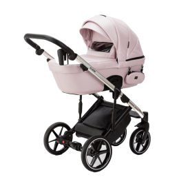 Коляска 2 в 1 Adamex Lumi SE Deluxe L-SM510 розовая перламутровая кожа+хром рама