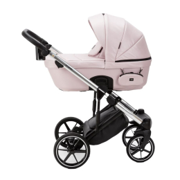 Коляска 2 в 1 Adamex Lumi SE Deluxe L-SM510 розовая перламутровая кожа+хром рама