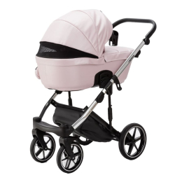 Коляска 2 в 1 Adamex Lumi SE Deluxe L-SM510 розовая перламутровая кожа+хром рама