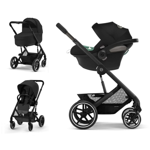 Коляска 3 в 1 Cybex Balios S Lux Moon Black BLK шасси Volcano Black