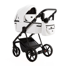 Коляска 3 в 1 Adamex Vasco Deluxe V-SA1 белая эко-кожа