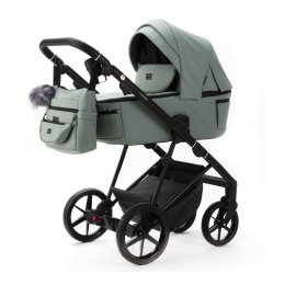 Коляска 3 в 1 Adamex Vasco Deluxe V-SA20 Серо-зеленая экокожа
