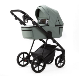 Коляска 3 в 1 Adamex Vasco Deluxe V-SA20 Серо-зеленая экокожа