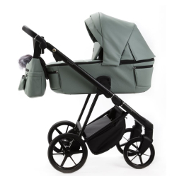 Коляска 3 в 1 Adamex Vasco Deluxe V-SA20 Серо-зеленая экокожа