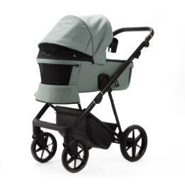 Коляска 3 в 1 Adamex Vasco Deluxe V-SA20 Серо-зеленая экокожа
