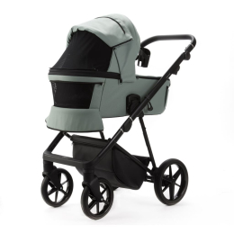 Коляска 3 в 1 Adamex Vasco Deluxe V-SA20 Серо-зеленая экокожа