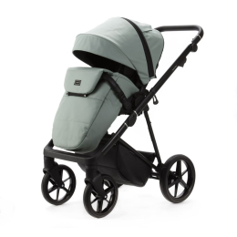 Коляска 3 в 1 Adamex Vasco Deluxe V-SA20 Серо-зеленая экокожа