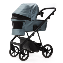 Коляска 3 в 1 Adamex Vasco Deluxe V-SM18 Голубой металлик экокожа