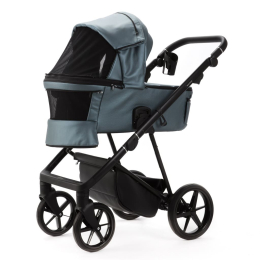 Коляска 3 в 1 Adamex Vasco Deluxe V-SM18 Голубой металлик экокожа