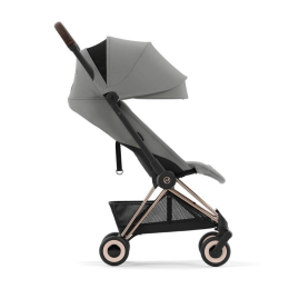 Прогулочная коляска Cybex Coya Mirage Grey шасси Rosegold (бампер+дождевик)