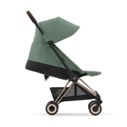 Прогулочная коляска Cybex Coya Leaf Green шасси Rosegold (бампер+дождевик)