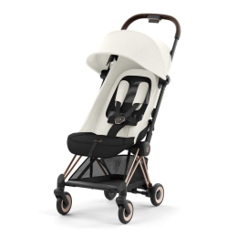 Прогулочная коляска Cybex Coya Off White шасси Rosegold (бампер+дождевик)