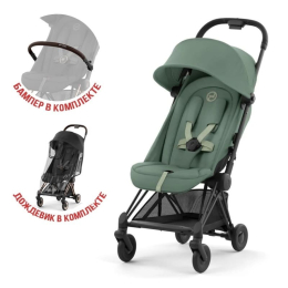 Прогулочная коляска Cybex Coya Leaf Green шасси Matt Black (бампер+дождевик)