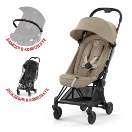 Прогулочная коляска Cybex Coya Cozy Beige шасси Matt Black (бампер+дождевик)
