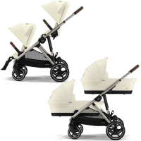 Коляска для двойни 2 в 1 Cybex Gazelle S цвет Seashell Beige рама Taupe