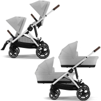 Коляска для двойни 2 в 1 Cybex Gazelle S цвет Lava Grey рама Silver Frame