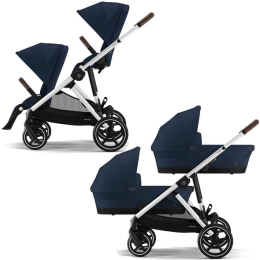 Коляска для двойни 2 в 1 Cybex Gazelle S цвет Ocean Blue рама Silver Frame