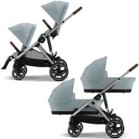 Коляска для двойни 2 в 1 Cybex Gazelle S цвет Sky Blue рама Taupe Frame