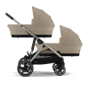 Коляска для двойни 2 в 1 Cybex Gazelle S цвет Almond Beige рама Taupe Frame