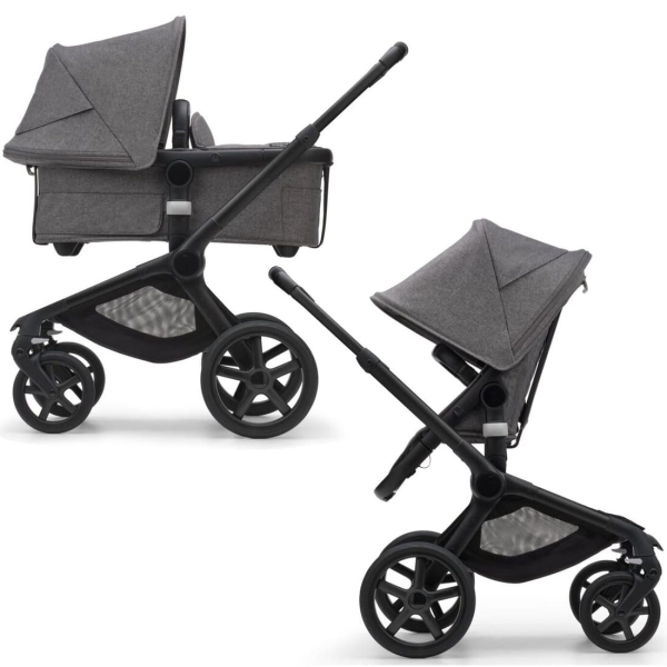 Коляска 2 в 1 Bugaboo Fox 5 Grey mélange (черное шасси)