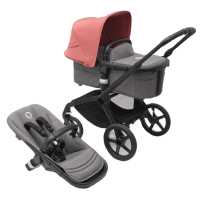 Коляска 2 в 1 Bugaboo Fox 5 Sunrise red/Grey mélange шасси Black