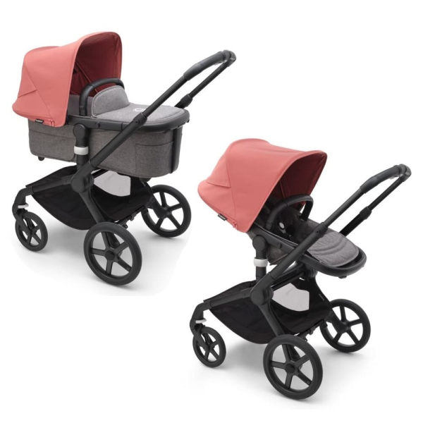 Коляска 2 в 1 Bugaboo Fox 5 Sunrise red/Grey mélange шасси Black