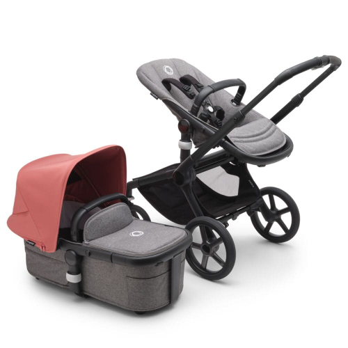 Коляска 2 в 1 Bugaboo Fox 5 Sunrise red/Grey mélange шасси Black