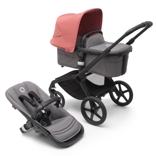 Коляска 2 в 1 Bugaboo Fox 5 Sunrise red/Grey mélange шасси Black