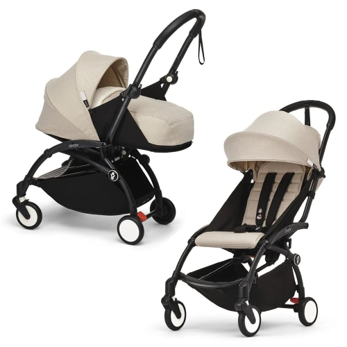 Коляска 2 в 1 Stokke YOYO Bonpoint Beige/Black Newborn Pack (бежевый цвет+черная рама)