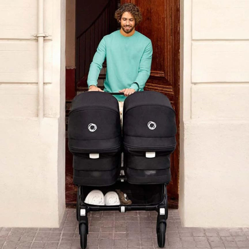 Коляска для двойни 2 в 1 Bugaboo Donkey 5 Twin Midnight black шасси Graphite