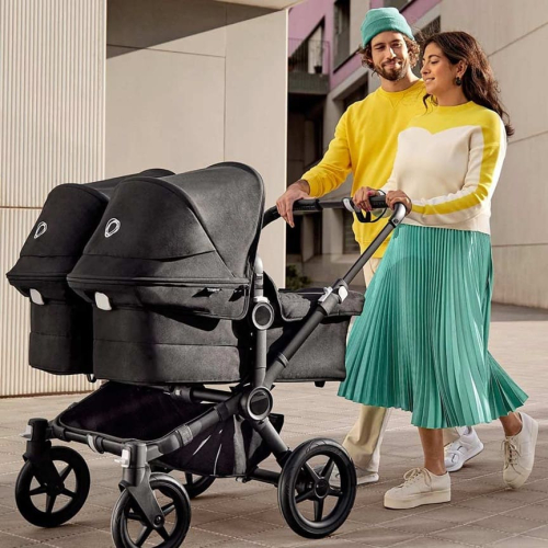 Коляска для двойни 2 в 1 Bugaboo Donkey 5 Twin Midnight black шасси Graphite