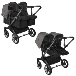 Коляска для двойни 2 в 1 Bugaboo Donkey 5 Twin, Grey mélange/midnight black шасси Graphite