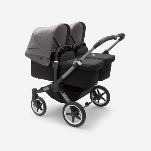 Коляска для двойни 2 в 1 Bugaboo Donkey 5 Twin, Grey mélange/midnight black шасси Graphite