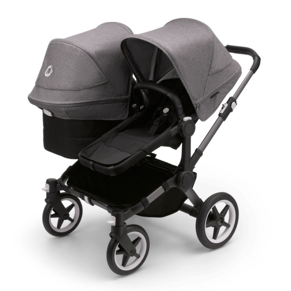 Коляска для двойни 2 в 1 Bugaboo Donkey 5 Twin, Grey mélange/midnight black шасси Graphite