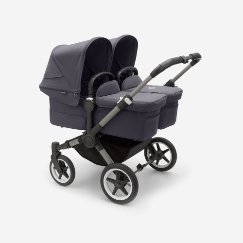 Коляска для двойни 2 в 1 Bugaboo Donkey 5 Twin Stormy blue шасси Graphite